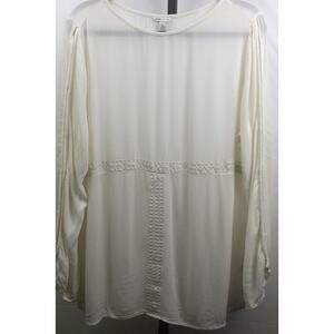 Cato Blouse Women XL Ivory Empire Embroidered Top Open Design on Sleeve Boho